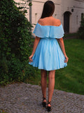 A-Linie/Princess-Linie Ärmellos Chiffon Off-the-Shoulder Rüschen Kurz/Mini Homecoming Kleider Cocktailkleid