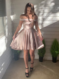 Vestido de cóctel de graduación, corte A/princesa, sin mangas, de satén, con volantes, corto/mini, para regreso a casa