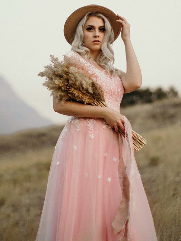 Vestido de noche de fiesta de corte A/princesa de tul sin mangas con escote en forma de corazón y apliques hasta el suelo