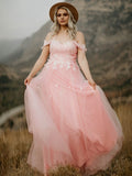 Vestido de noche de fiesta de corte A/princesa de tul sin mangas con escote en forma de corazón y apliques hasta el suelo