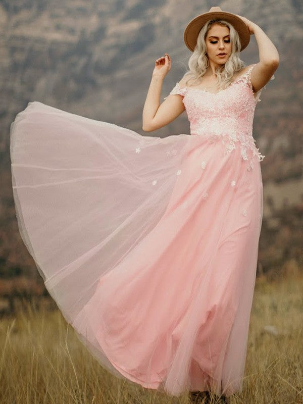 Vestido de noche de fiesta de corte A/princesa de tul sin mangas con escote en forma de corazón y apliques hasta el suelo