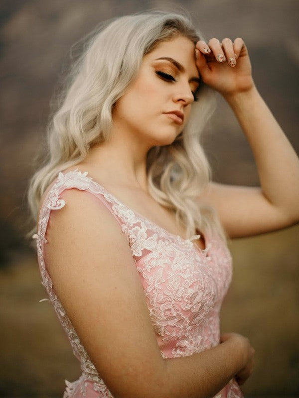 Vestido de noche de fiesta de corte A/princesa de tul sin mangas con escote en forma de corazón y apliques hasta el suelo
