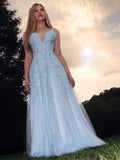 A-Linie/Princess-Linie Ärmellos V-Ausschnitt Applikationen Tüll Bodenlang Kleider Ballkleid