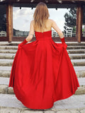 Vestido de noche de graduación de corte A/princesa, de satén, con volantes, escote corazón, sin mangas y largo hasta el suelo