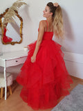 A-Linie/Princess-Linie Tüll Lagen Spaghettiträger Ärmellos Bodenlang Kleider Ballkleid Abendkleid