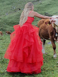 A-Linie/Princess-Linie Tüll Lagen Spaghettiträger Ärmellos Bodenlang Kleider Ballkleid Abendkleid