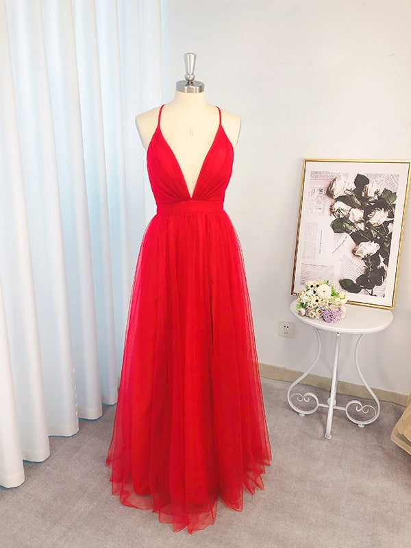 Vestido de noche de graduación de corte A/princesa, de gasa, con volantes, tirantes finos, sin mangas y largo hasta el suelo