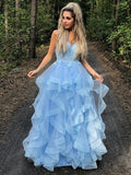 Vestido de noche de graduación con corte A/princesa, tirantes finos, sin mangas, apliques de tul, largo hasta el suelo