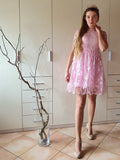 A-Linie/Princess-Linie Kurze Ärmel Organza Sheer Neck Applikationen Kurz/Mini Homecoming Kleider Cocktailkleid
