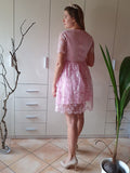 A-Linie/Princess-Linie Kurze Ärmel Organza Sheer Neck Applikationen Kurz/Mini Homecoming Kleider Cocktailkleid