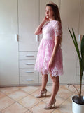 A-Linie/Princess-Linie Kurze Ärmel Organza Sheer Neck Applikationen Kurz/Mini Homecoming Kleider Cocktailkleid