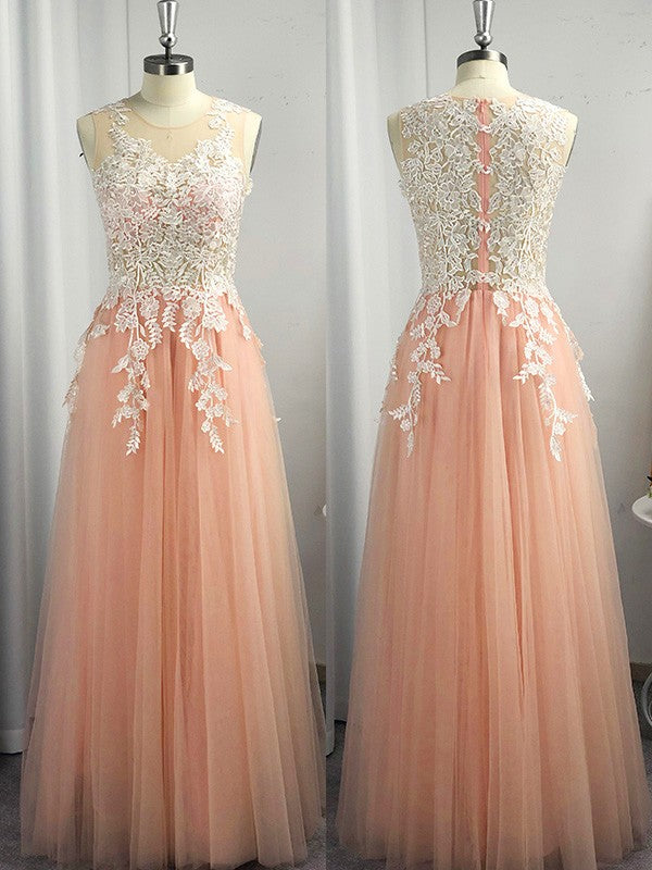 A-Linie/Princess-Linie U-Ausschnitt Tüll Applikationen Ärmellos Bodenlang Kleider Ballkleid