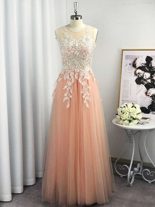 A-Linie/Princess-Linie U-Ausschnitt Tüll Applikationen Ärmellos Bodenlang Kleider Ballkleid