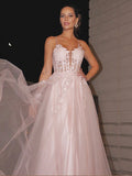 Vestido de noche de fiesta con corte A/princesa, apliques, tirantes finos, sin mangas, de tul, largo hasta el suelo