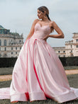 Ballkleid Satin Herzausschnitt Spitze Ärmellos Hofschleppe Kleider Ballkleid Abendkleid