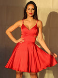 Vestido de cóctel corto/mini sin mangas con escote en V y volantes de gasa de corte A/princesa para regreso a casa