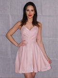 Vestido de fiesta corto/mini sin mangas con escote en V fruncido y corte princesa