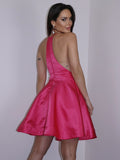 Vestido de fiesta de graduación, corte A/princesa, satén, volantes, cuello halter, sin mangas, corto/mini