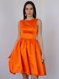 Vestido de fiesta de graduación, corte A/princesa, satén, volantes, escote redondo, sin mangas, corto/mini