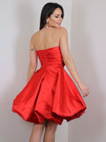 Vestido de cóctel corto/mini sin mangas con escote corazón, corte A/princesa, de satén con lazo y escote en forma de corazón.