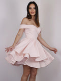 A-Linie/Princess-Linie Stretch-Krepp Rüschen Schulterfrei Ärmellos Kurz/Mini Cocktailkleider Ballkleid