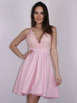 Vestido de fiesta de graduación, corte A/princesa, con encaje de crepé elástico, escote en V, sin mangas, corto/mini