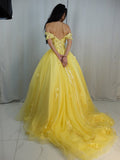Ballkleid Tüll Applikationen Off-the-Shoulder Ärmellos Sweep/Brush Train Kleider Ballkleid Quinceanera Ballkleider