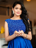 A-Line/Princess Satin Beading Scoop Sleeveless Floor-Length Two Piece Dresses Prom Evening Dress
