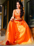 A-Line/Princess Tulle Applique V-neck Sleeveless Floor-Length Two Piece Dresses Prom Evening Dress