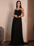 Vestido de noche de graduación de corte A/princesa de gasa con volantes, escote corazón, sin mangas y cola larga