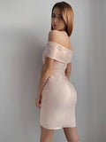 Vestido de cóctel de graduación, corto, sin mangas, con hombros descubiertos, de crepé elástico, con faja, cinta y cinturón