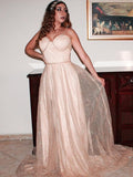 Vestido de noche de graduación con corte A/princesa, volantes, tirantes finos, sin mangas y cola larga
