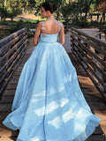 A-Line/Princess Applique Straps Sleeveless Court Train Dresses Prom Evening Dress