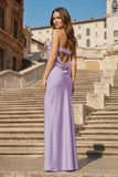 Sky Blue Strapless Sheath Satin Pleated Open Back Long Prom Dresses