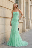 Mermaid Spaghetti Straps Lace Prom Dress