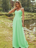 A-Line/Princess Chiffon Sash/Ribbon/Belt Sweetheart Sleeveless Floor-Length Bridesmaid Dresses Evening Dress