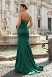 Black Sleeveless Satin Long Prom Dress With Split