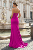 Black Sleeveless Satin Long Prom Dress With Split