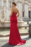 Black Sleeveless Satin Long Prom Dress With Split