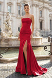 Black Sleeveless Satin Long Prom Dress With Split