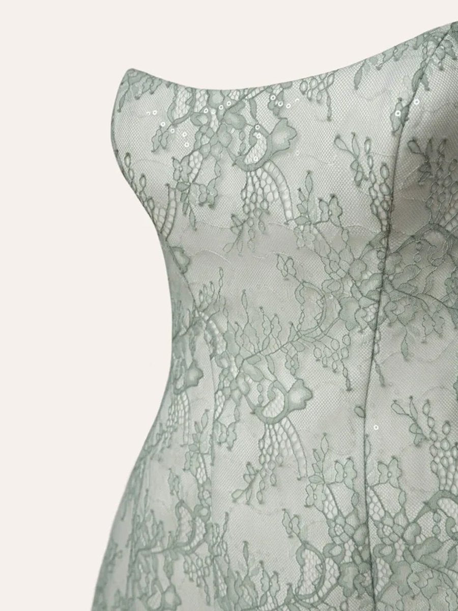 Sage - A Line Scoop Neck Short Homecoming Dresses With Lace Appliques