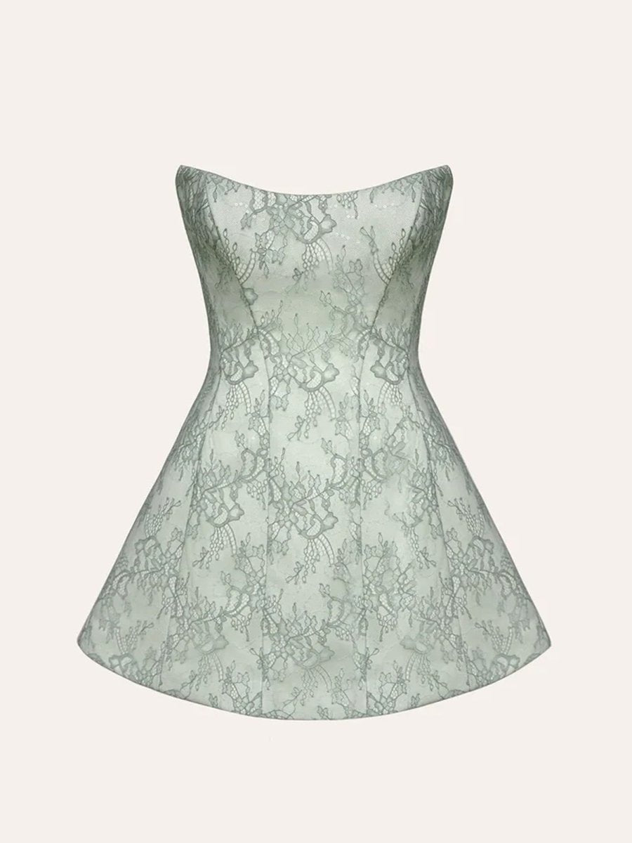 Sage - A Line Scoop Neck Short Homecoming Dresses With Lace Appliques