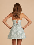 Sage - A Line Scoop Neck Short Homecoming Dresses With Lace Appliques