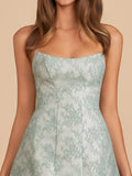 Sage - A Line Scoop Neck Short Homecoming Dresses With Lace Appliques