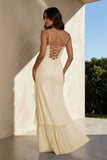 Pink Sheath Spaghetti Straps Sequins Pleated Long Prom Dresses With Ruffles
