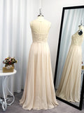 Vestido de noche de graduación de gasa sin mangas con apliques redondos y corte A/princesa hasta el suelo