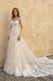 Modern Long Sleeves Lace Ivory Wedding Dresses