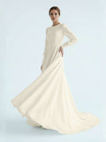 Modest A Line Long Sleeves Wedding Dress Vintage Gown