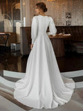 Modest A Line Long Sleeves Wedding Dress Vintage Gown