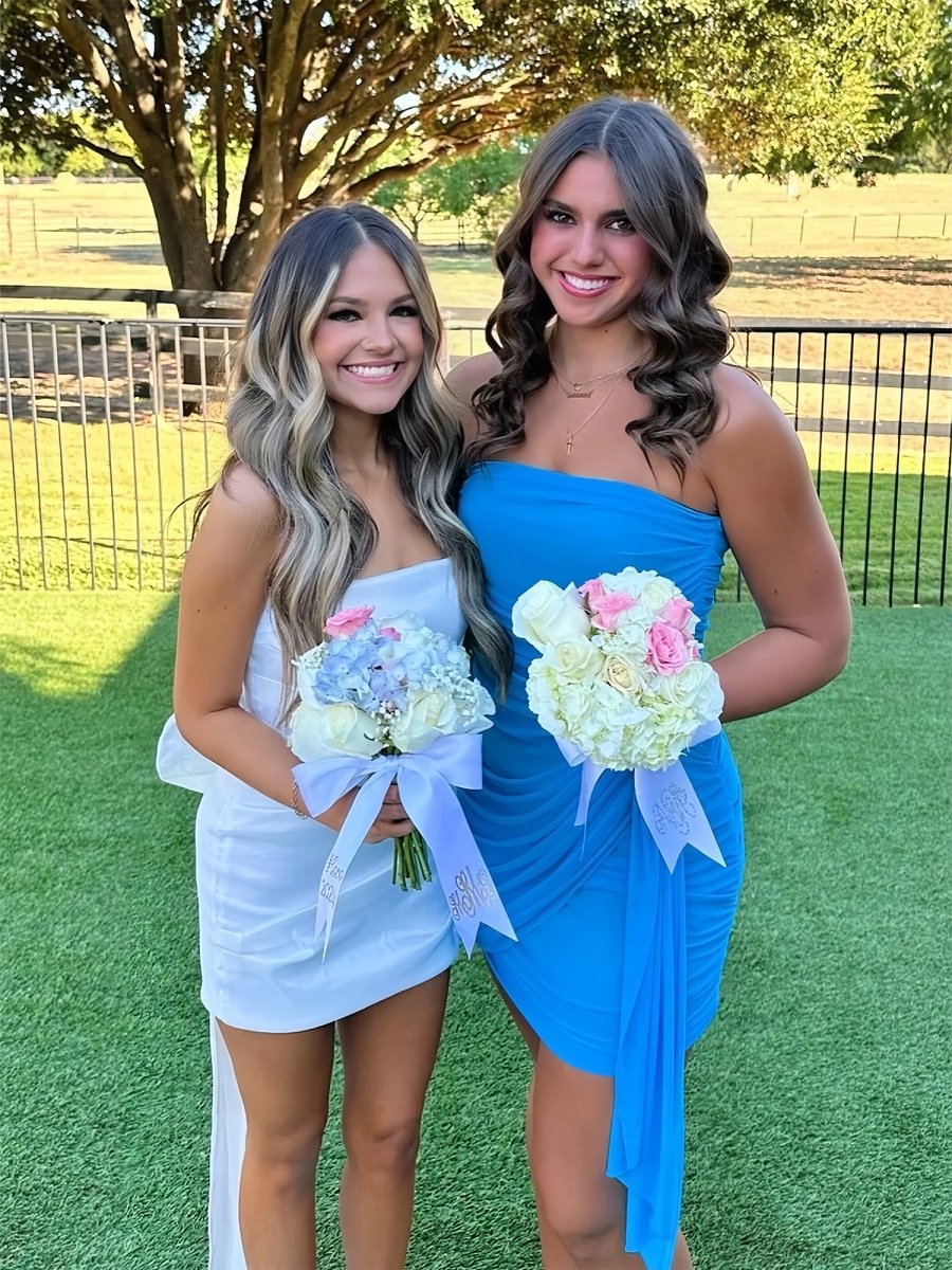 Pink - Sheath Strapless Pleated Short Homecoming Dresses With Train